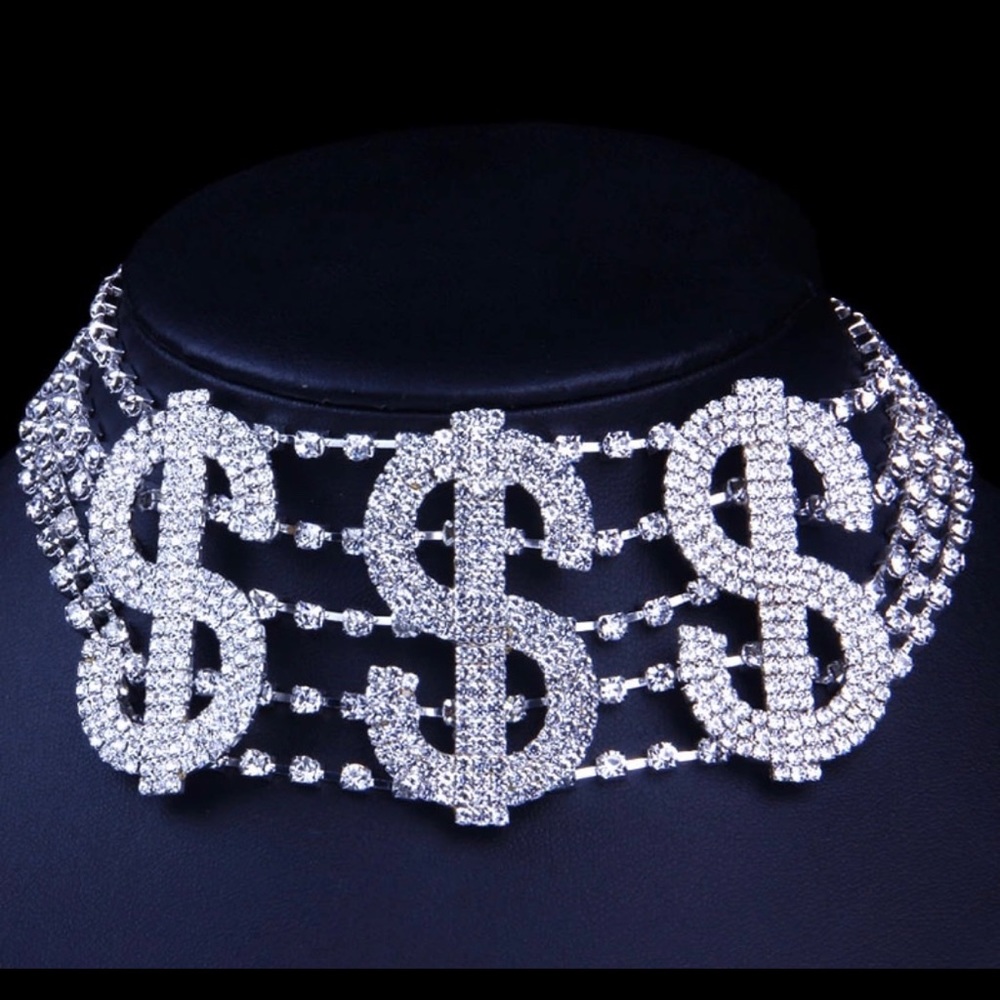 $$$ Dollar Rhinestone Necklace - Picture 2 of 6